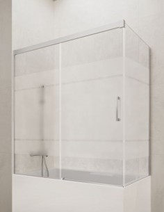 Mampara bañera angular GME Basic Cromo modelo 1 fijo y 1 corredera sin perfil inferior 2