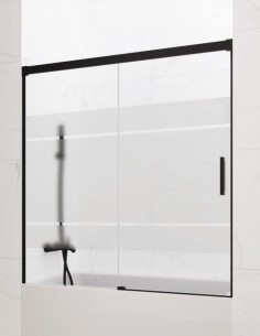 Mampara bañera GME Basic Negra modelo 1 fijo y 1 corredera sin perfil inferior 2