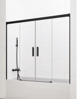 Mampara bañera Basic GME Negra modelo 2 fijos y 2 correderas sin perfil inferior