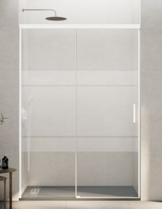 Mampara GME Basic Blanca modelo 1 fijo y 1 corredera sin perfil inferior 2