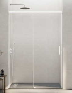 Mampara GME Basic Blanca modelo 1 fijo y 1 corredera sin perfil inferior