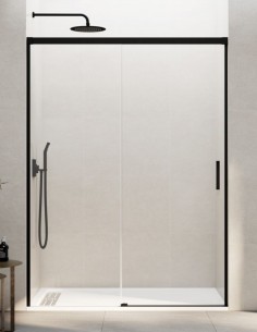 Mampara GME Basic Negra modelo 1 fijo y 1 corredera sin perfil inferior