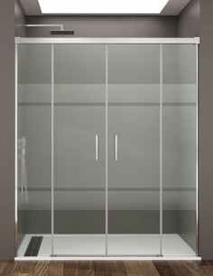 Mampara Basic GME cromo modelo 2 fijos y 2 correderas sin perfil inferior 2