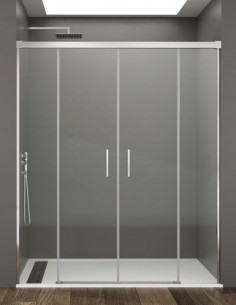 Mampara Basic GME cromo modelo 2 fijos y 2 correderas sin perfil inferior