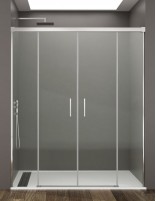 Mampara Basic GME cromo modelo 2 fijos y 2 correderas sin perfil inferior