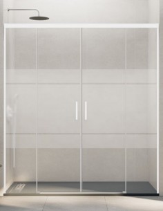 Mampara Basic GME blanca modelo 2 fijos y 2 correderas sin perfil inferior 2