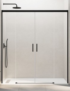 Mampara Basic GME negra modelo 2 fijos y 2 correderas sin perfil inferior