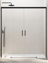 Mampara Basic GME negra modelo 2 fijos y 2 correderas sin perfil inferior