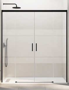 Mampara Basic GME negra modelo 2 fijos y 2 correderas sin perfil inferior 2