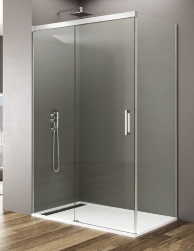 Mampara Basic cromo + lateral fijo - sin perfil inferior de GME