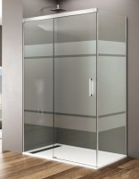 Mampara Basic cromo + lateral fijo decorado