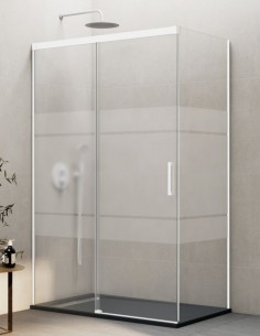 Mampara Basic blanca + lateral fijo modelo sin perfil inferior de GME 2