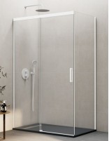 Mampara Basic blanca + lateral fijo modelo sin perfil inferior de GME