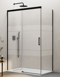 Mampara Basic negra + lateral fijo modelo sin perfil inferior de GME 2