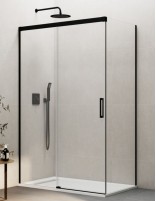 Mampara Basic negra + lateral fijo modelo sin perfil inferior de GME