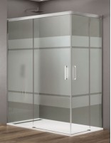 Mampara angular Basic cromo decorado