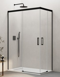 Mampara angular Basic negra modelo sin perfil inferior de GME