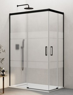 Mampara angular Basic negra modelo sin perfil inferior de GME 2