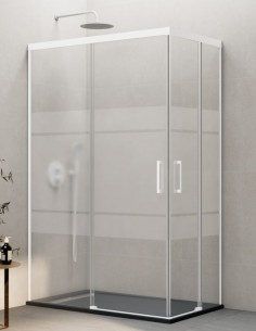 Mampara angular Basic blanca modelo sin perfil inferior de GME 2