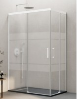 Mampara angular Basic blanca decorado
