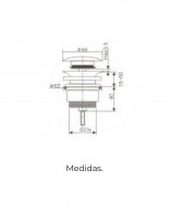 Croquis de Pack Grifo de lavabo alto níquel Monza + Válvula click-clack de Imex