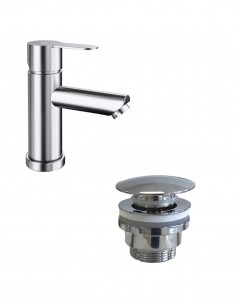 Pack Grifo lavabo bajo Imex - cromo + Válvula click-clack de GME