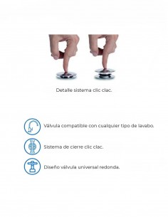 Pack Grifo lavabo alto - acero + Válvula click-clack de GME 2