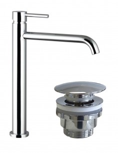 Pack Grifo lavabo alto - cromo/níquel + Válvula click-clack SIRIO de GME