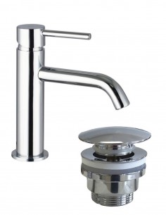 Pack Grifo lavabo bajo - cromo/níquel + Válvula click-clack SIRIO de GME