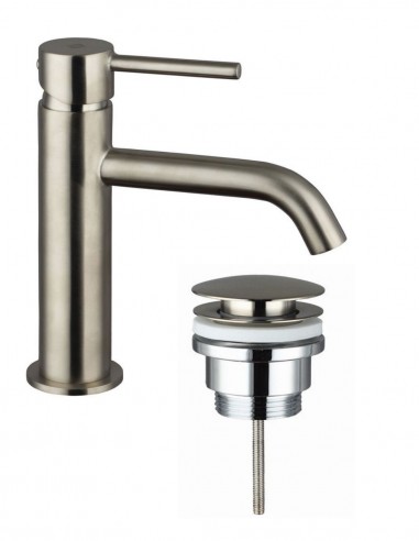 Pack Grifo lavabo bajo - cromo/níquel + Válvula click-clack SIRIO de GME