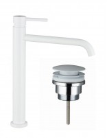 Pack Grifo lavabo alto - blanco + Válvula click-clack SIRIO de GME
