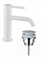 Pack Grifo lavabo bajo - blanco + Válvula click-clack SIRIO de GME