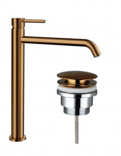 Pack Grifo lavabo alto - oro/cobre + Válvula click-clack SIRIO de GME 2