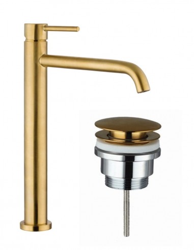 Pack Grifo lavabo alto - oro/cobre + Válvula click-clack SIRIO de GME