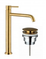 Pack Grifo lavabo alto - oro/cobre + Válvula click-clack SIRIO de GME