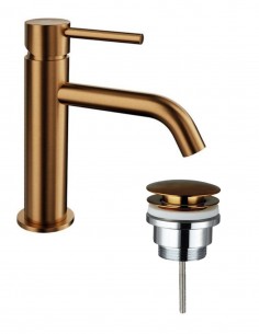 Pack Grifo lavabo bajo - oro/cobre + Válvula click-clack SIRIO de GME 2