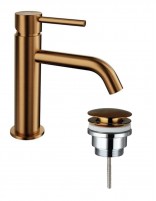Pack Grifo lavabo bajo - oro/cobre + Válvula click-clack SIRIO de GME