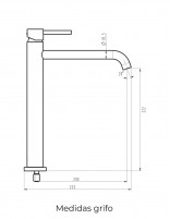 Croquis de Pack Grifo lavabo alto - negro/titanio+ Válvula click-clack SIRIO de GME