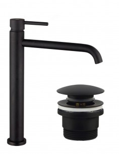 Pack Grifo lavabo alto - negro/titanio+ Válvula click-clack SIRIO de GME