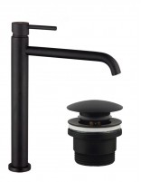 Pack Grifo lavabo alto - negro/titanio+ Válvula click-clack SIRIO de GME