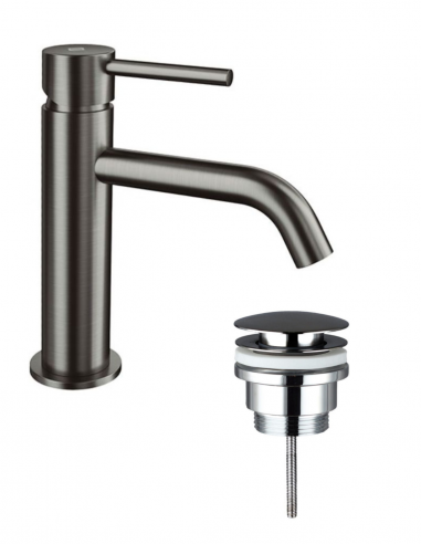 Pack Grifo lavabo bajo - negro/titanio+ Válvula click-clack SIRIO de GME