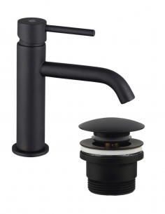 Pack Grifo lavabo bajo - negro/titanio+ Válvula click-clack SIRIO de GME