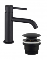 Pack Grifo lavabo bajo - negro/titanio+ Válvula click-clack SIRIO de GME