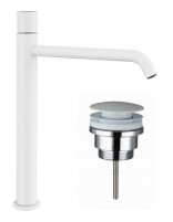 Pack Grifo lavabo alto - blanco + Válvula click-clack HELIOS de GME