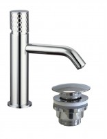 Pack Grifo lavabo bajo - cromo/níquel + Válvula click-clack HELIOS de GME