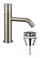 Pack Grifo lavabo bajo - cromo/níquel + Válvula click-clack HELIOS de GME