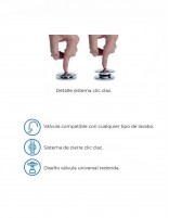 Pack Grifo lavabo bajo - cromo/níquel + Válvula click-clack HELIOS de GME