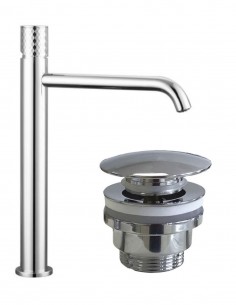 Pack Grifo lavabo alto - cromo/níquel + Válvula click-clack HELIOS de GME