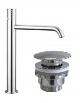 Pack Grifo lavabo alto - cromo/níquel + Válvula click-clack HELIOS de GME