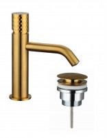 Pack Grifo lavabo bajo - oro/cobre + Válvula click-clack HELIOS de GME